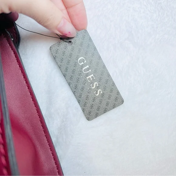 GUESS womens Evie Medium Shoulder Bag Purse Cranberry - Picture 5 of 14